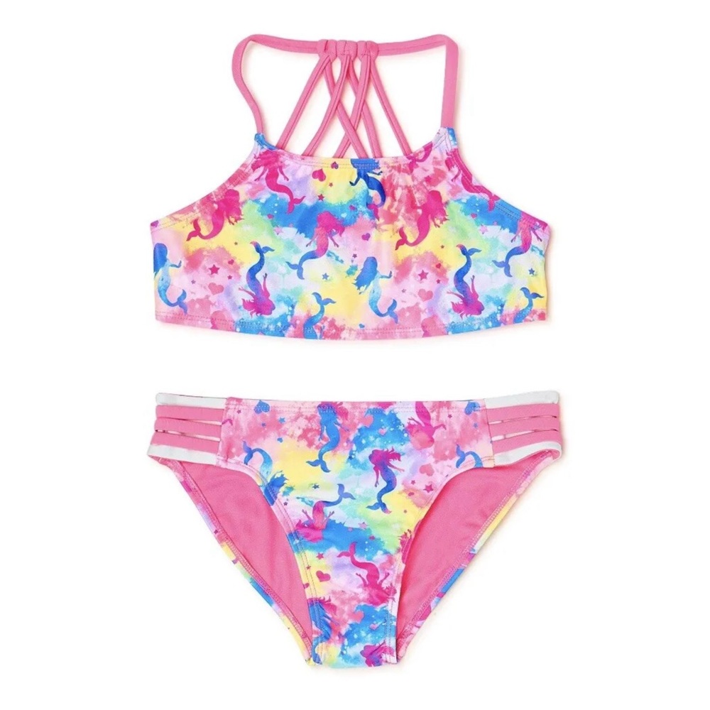 Wonder Nation Girls Two piece Mermaid Bikini Swimsuit w/UPF 50+ Protecti…